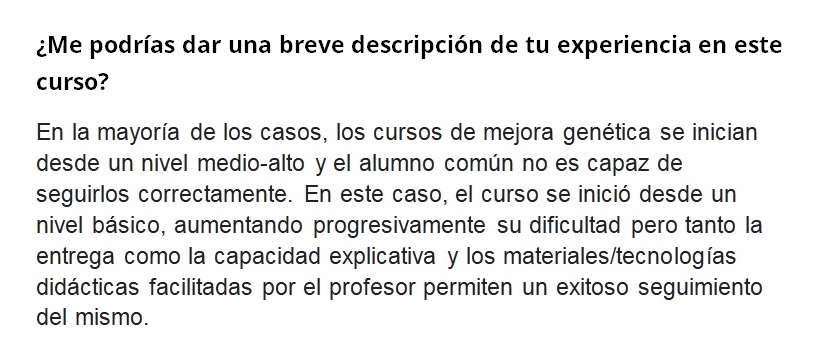 Testimonio del alumno